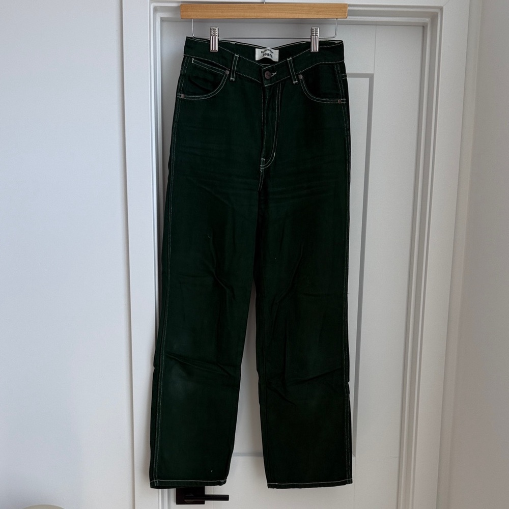 Reformation Forest Green Straight-Leg Jeans